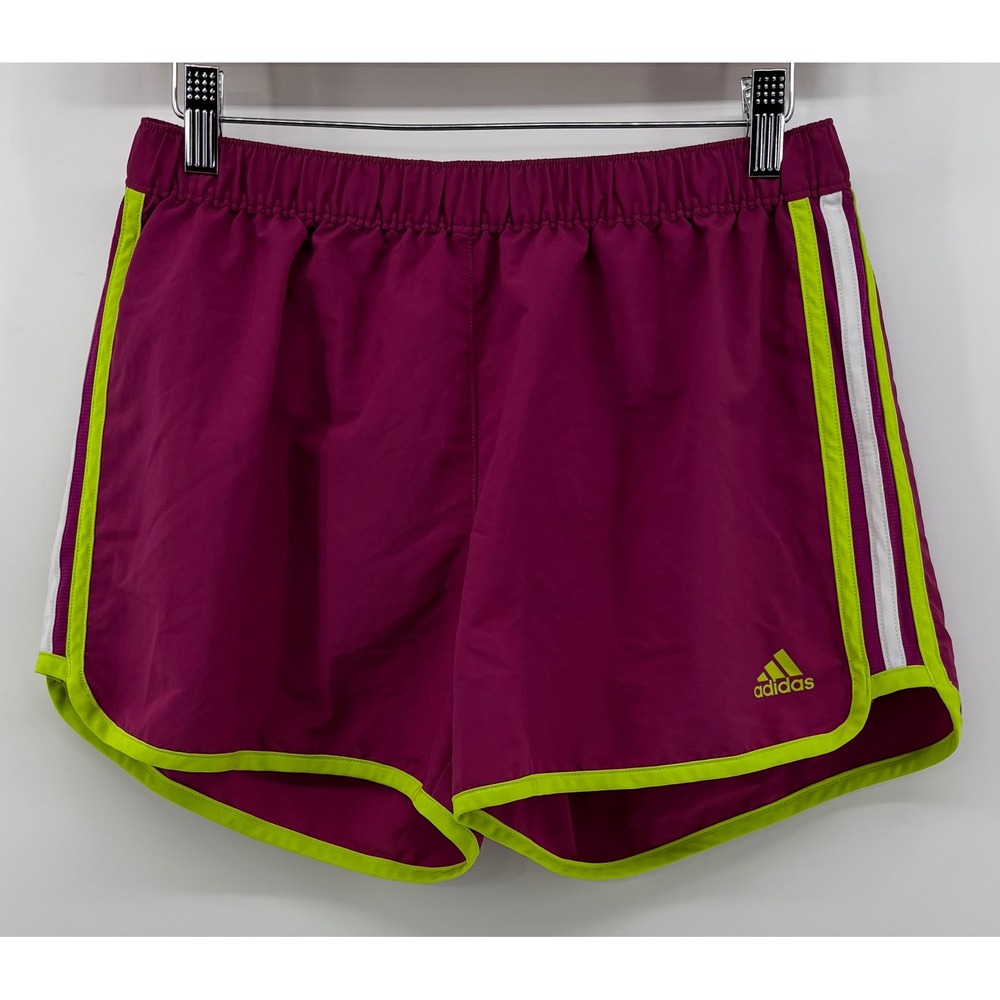 Adidas Climalite Running Shorts Women's Medium Pink Neon Green